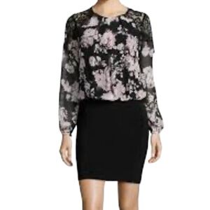 Bisou Bisou Michele Bohbot Floral Sheer Lace Black Above Knee Dress Size 16